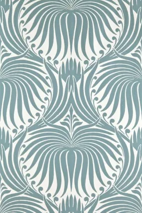 Farrow & Ball Wallpaper Lotus BP2053 Teal/Off White