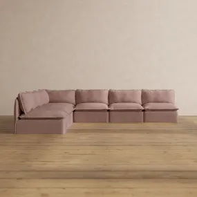 Modular Washable 7-Seater Open-Ends Corner Sectional in Sakura | Deluxe  Seat | Cloud Pillow