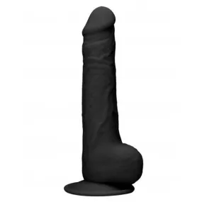 Real Rock Realistic Dong With Balls & Suction Cup - Black - 7 Inch