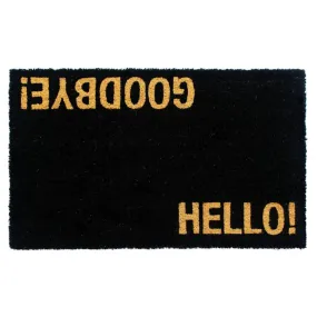 RugSmith Black Hello/Goodbye Coir Doormat, 18" X 30"